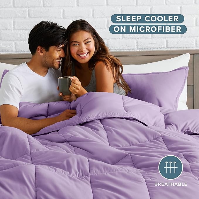 Bare Home Comforter Set - Oversized Queen Size - Ultra-Soft - Goose Down Alternative - Premium 1800 Series - All Season Warmth (Oversized Queen, Lavender)