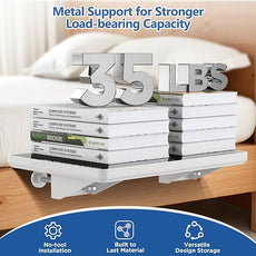 Bedside Shelf for Dorm Bunk Bed, Clip On Nightstand, Bed Side Table Tray Organizer, College Dorm Room Essentials for Girls/Guys, with Cable Management for Dormitory, Back to School (White)