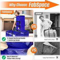 10-Pack Moving Bags with Backpack Straps & Carry Handles, 25 Gallons-93 L Heavy Duty Storage Totes for Space Saving, Foldable Storage Bags for College Dorm, Travel, Camping (Blue)