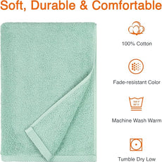 Amazon Basics 100% Cotton Quick-Dry Lightweight Bath Towel, 2 Count, Seafoam Green, 12 Pack