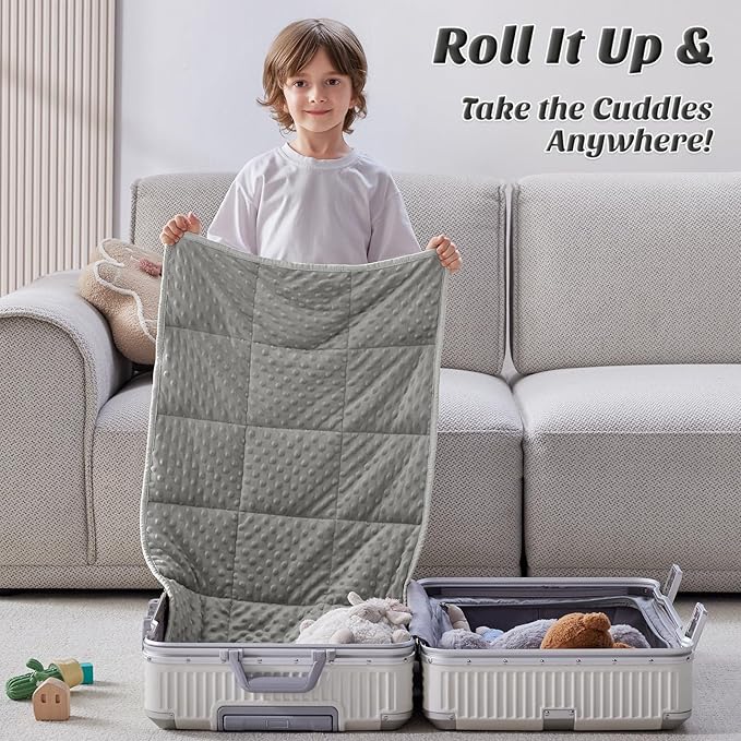 anfie Weighted Blanket Kids(20"x30" 2lbs) Weighted Blanket Cooling Blanket for Sleeping,Throw Size Breathable Blanket with Premium Glass Bead(Grey)