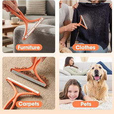 Manual Lint & Pet Hair Remover, Portable Fabric Fuzz Cleaner and Fur Removal Brush for Clothes, Carpets, Furniture, and Car Seats – Reusable Hair Removal Tool for Home and Pets (Orange)