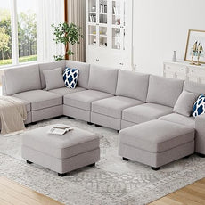 Legend Vansen Modular Sectional Sofa U Shaped Couch with Ottoman Modern Reversible Corner Sectional Couch for Living Room (Light Grey, U Shaped Sofa-4)