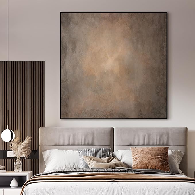 60"x60" XL Framed Wall Art - Abstract Brown and Gray Tones for Aesthetic (Frame Assembly Required)