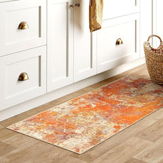 Lahome Modern Abstract Runner Rug - 2x4.3 Washable Kitchen Soft Laundry Room Rugs Bathroom Mat, Contemporary Non Slip Indoor Throw for Entryway Living Room, Yellow/Gold/Cream 2' x 4.3'