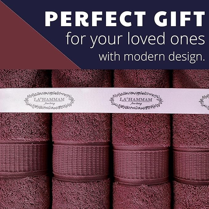 Personalized Towels, Hotel & Spa Quality, Super Soft, Highly Absorbent, Bathroom Sets, 100% Cotton Monogrammed towels 6 Piece Towel Set, Includes 2 Bath Towels, 2 Hand Towels, 2 Washcloths, Burgundy