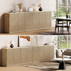 Fluted Buffet Cabinet Sideboard with Storage,Wooden Credenza with 2 Doors&Adjustable Shelve, Modern Accent Cabinets Coffee Bar Bookcase for Living Room,Kitchen Dining Room Entryway 15