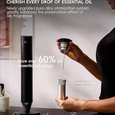 Waterless Scent Diffuser Starter Kit - 1500 Sq Ft Coverage, Alloy Atomization System,Mood Light,Smart Rechargeable Hotel Scent Diffuser, Including 120ml Essential Oil, for Home,Large Room,Spa,Black
