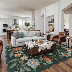 Lahome Floral Washable Living Room Rugs, 5x7 Green Area Rugs for Bedroom ‎‎‎‎Nursery, Ultra-Thin Soft Non-Slip Stain Resistant Boho Throw Carpet for Dining Room Office, Dark Green