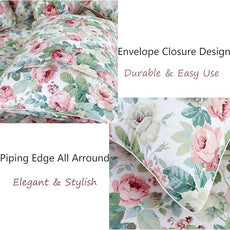 FADFAY Sheets Set Queen Pink Rose Floral Bedding Romantic French Country Peony Floral Sheets Vintage Farmhouse Bedding 100% Cotton Breathable Bedding with Deep Pocket Fitted Sheet 4Pcs, Queen Size