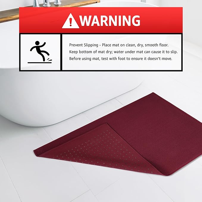 American Soft Linen Bath Rug, 20 in 34 in 100% Cotton Bath Mats Rugs for Bathroom, Slip Reducer Washable Shaggy Form Area Rugs, Burgundy Red Bath Rug