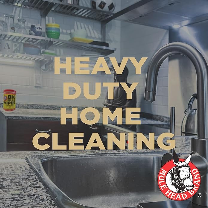 Mule Head Brand XL Heavy-Duty Cleaning Wipes – All-Purpose Wipes for Garage, Grease, Ink, Paint & More – Safe for Hands, Home Cleaning, Car Interiors, Indoor and Outdoor Surfaces