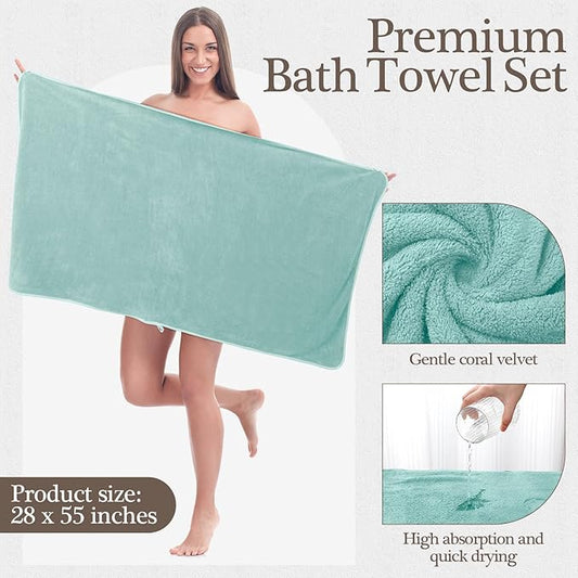 VitalCozy Set of 6 Large Bath Towels for Bathroom 28 x 55 Inches Soft Absorbent Shower Towels Bulk for Daily Use Gym Beach Pool Hotel (Light Color)
