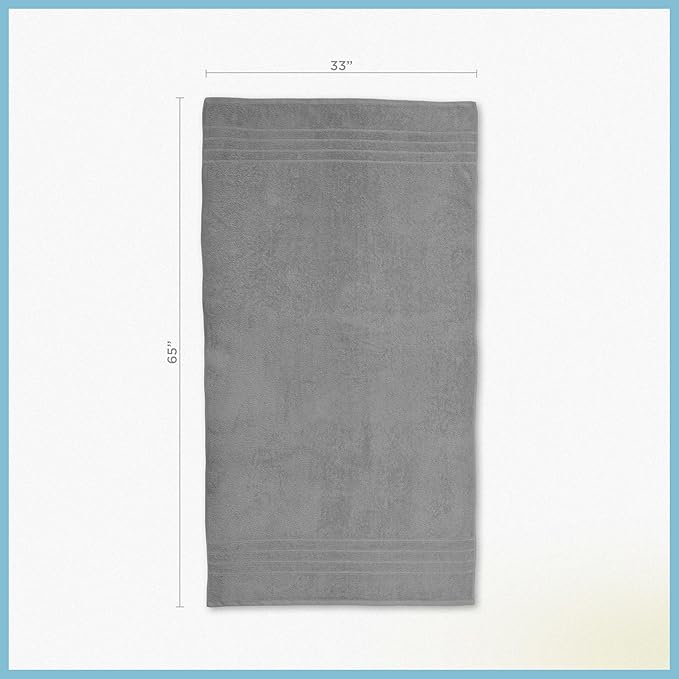 Martex 2-Pack Ultimate Performance Bath Sheet Set – 100% Cotton – 33” x 65” – Extra Large Bath Towels – Versatile – Low-Linting – Supersoft Bathroom Set – Super Absorbent – Easy Care – Monument Grey