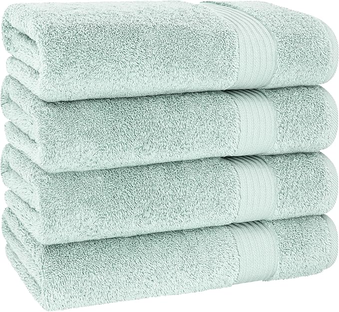 Cotton Paradise 4 Piece Turkish Bath Towels for Bathroom, 100% Cotton Extra Large Soft Plush Towels Bathroom Set, Mint Green