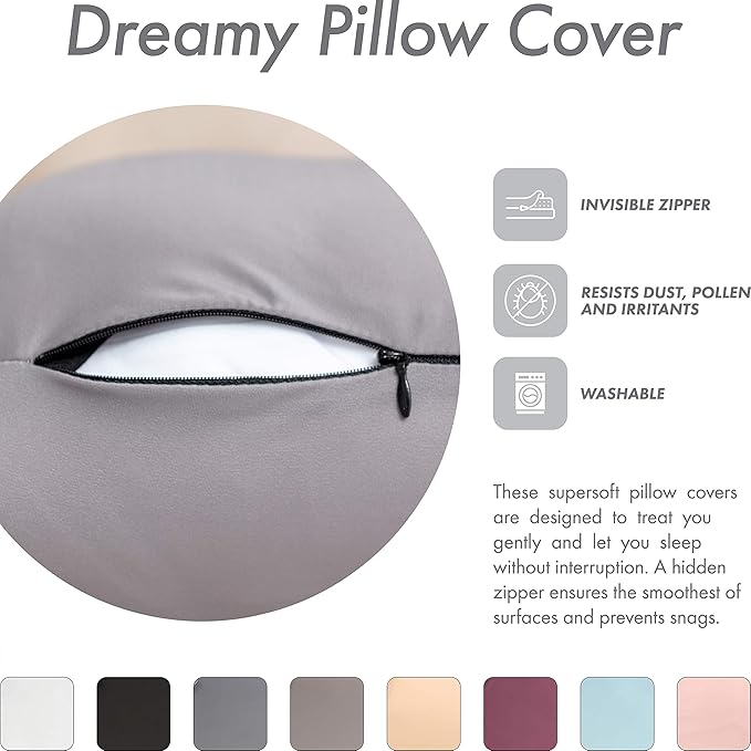 Cover Only for Premium Microbead Bed Pillow, Small Extra Smooth - Ultra Comfortable Sleep with Silk Like Anti Aging Cover 85% Spandex/ 15% Nylon Breathable, Cooling Stone Grey