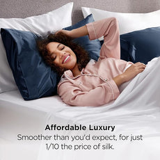 Bedsure Satin Pillowcases, Similar to Silk Pillow Cases Queen Size Set of 2, Pillow Case for Sleeping Women with Envelope Closure, Gifts for Women Men, Blue, 20x30 Inches, 2pcs