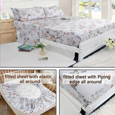FADFAY Elegant Floral Bed Sheet Set Vintage Farmhouse Bedding 100% Cotton Ultra Soft with Deep Pocket Fitted Sheet 4Pcs, King Size