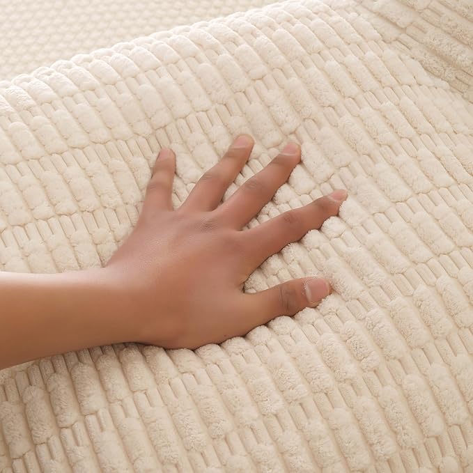 Reading Pillow for Sitting in Bed, Large Backrest Reading Pillow with Arm Rest,Back-Rest Support Cushion for Sit Up on Couch, Sofa, and Floor, Dorm Essentials (Cream Corduroy, Large(19"))