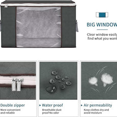 Large Storage Bags, 8 Pack Clothes Storage Bins Foldable Closet Organizers Storage Containers with Durable Handles Thick Fabric for Blanket Comforter Clothing Bedding 90 L (Gray)