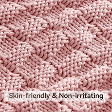 Knitted Weighted Blanket Adults, No Beads Heavy Blanket 40” x 60'' 7lbs, Breathable Chunky Knit Blanket, Cooling Weighted Blanket for Hot Sleepers, Christmas Home Decor (HoneyPink)