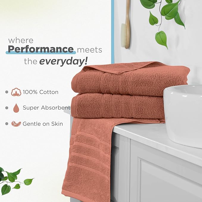 Martex 2-Pack Ultimate Performance Bath Sheet Set – 100% Cotton – 33” x 65” – Extra Large Bath Towels – Versatile – Low-Linting – Supersoft Bathroom Set – Super Absorbent – Easy Care – Terracotta