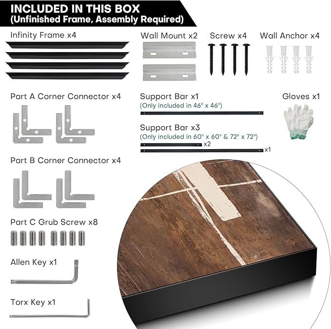 72"x72" XL Framed Wall Art - Rustic Brown and Beige Modern Design (Frame Assembly Required)