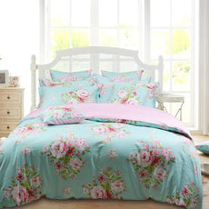 FADFAY Shabby Floral Duvet Cover Set Pink Grid Cotton Farmhouse Bedding with Hidden Zipper Closure 3 Pieces, 1duvet Cover & 2pillowcases,Twin XL Size