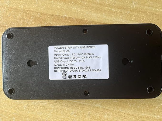 10FT Surge Protector Power Strip Extension Cord, Asamoom ETL Listed Flat Plug Power Strip with Long Cord, 8 Outlets and 3 USB A & 1 USB-C Port, 1700J Wall Mount Desk Black