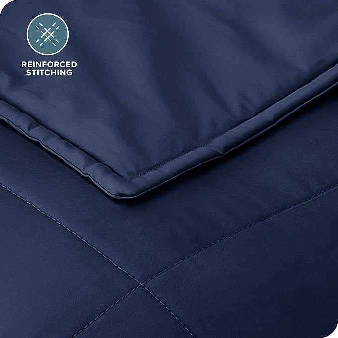 Bare Home Weighted Blanket All-Natural 100% Cotton with Nontoxic Glass Beads 40"x60" 10lbs, Dark Blue