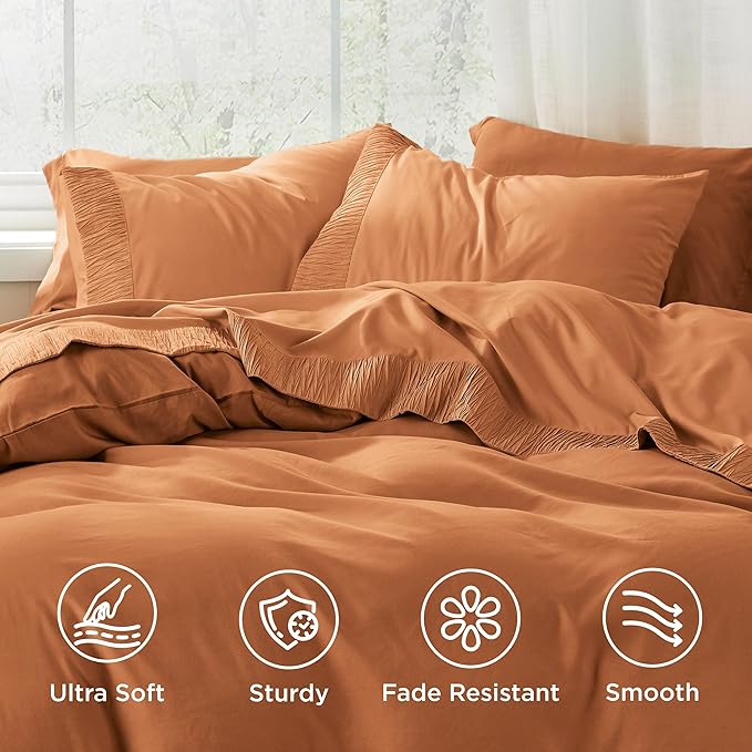 Bedsure Twin Sheets Set - 3 Pieces Soft Twin Bed Sheets - Breathable & Cooling - Hotel Luxury - Easy Care Polyester Microfiber Bedding for Women, Men, Dusty Orange