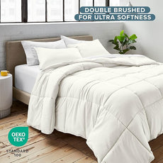 Bare Home Comforter Set - Full Size - Ultra-Soft - Goose Down Alternative - Premium 1800 Series - All Season Warmth (Full, Cream)