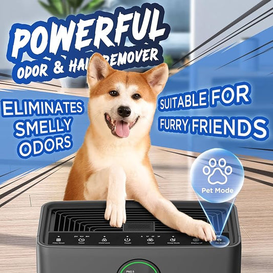 Air Purifiers for Home Large Room up to 2200sq.ft, MOOKA Air purifier for Home Pets with Washable Filter, PM 2.5 Display Air Quality Sensor Air Cleaner for Bedroom, Dorm room, Pets, Office PR1 (Black)