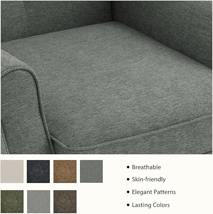 Lumibee High Back Accent Chair Set of 2,Upholstered Wingback Armchair with Solid Wood Legs for Small Spaces,Comfy Single Sofa Chair for Living Room,Bedroom,Office-Gray