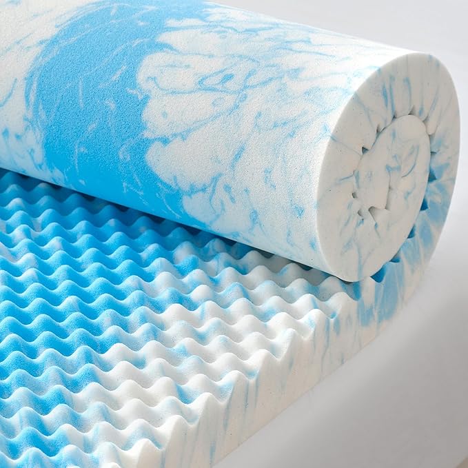 SINWEEK 3 Inch Egg Crate Memory Foam Mattress Topper King Size, Soft Mattress Pad for Back Pain Relief, Bed Topper, CertiPUR-US Certified, Blue