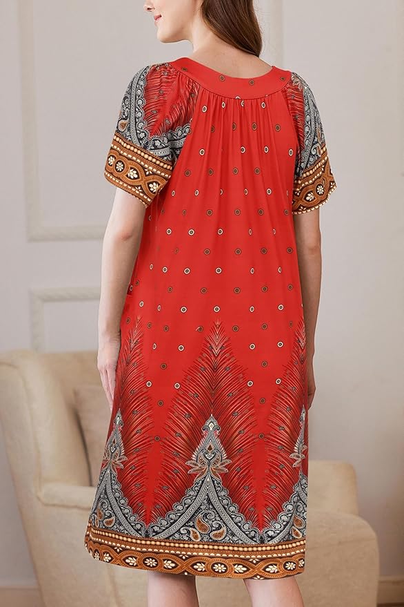 Ekouaer Women Robe Zipper Front Mumu Duster Robes Zip Up Housecoat Soft Sleepwear with Pockets