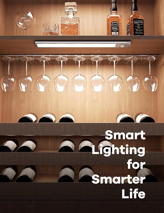 Joyzy 2 Pack Rechargeable Under Cabinet Lighting Battery Operated Closet Light,92 LED Motion Sensor Indoor, Dimmable Kicthen Counter Lights, Wireless Sink Lighting Lamp Shelf Stove Hallway
