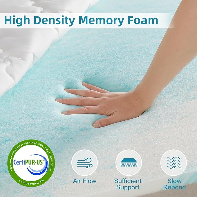 SAPHREAS 4 Inch Memory Foam Mattress Topper Full Size, Back Pain & Pressure Relief, 3" Cooling Memory Foam and 1" Soft Ventilated Mattress Pad Cover, 5-Zone Egg Crate Bed Topper