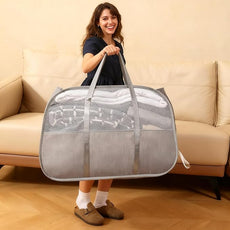 Large Collapsible Laundry Hamper, Gray Oxford Cloth 95L Capacity laundry basket with Handles,Breathable Mesh Design, Sturdy Steel Frame Clothes Hamper,26.8x12.2x17.7 Inch