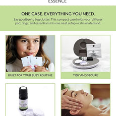 Essence Pearl Travel Case - Wearable Aromatherapy Kit with Nasal Diffuser Rings, Soaking Bay, and 5mL Essential Oil – Portable Wellness Gift Set for On?The?Go Self Care