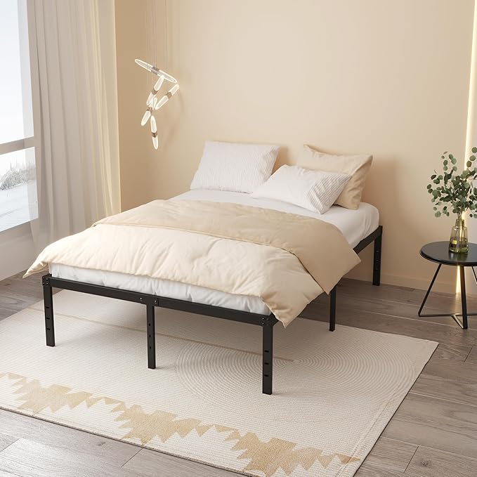 Full Size Bed Frame No Box Spring Needed, 20 Inch Heavy Duty Metal Platform Bed Frame Full Support Up to 3000 lbs, Easy Assembly, Noise Free, Black