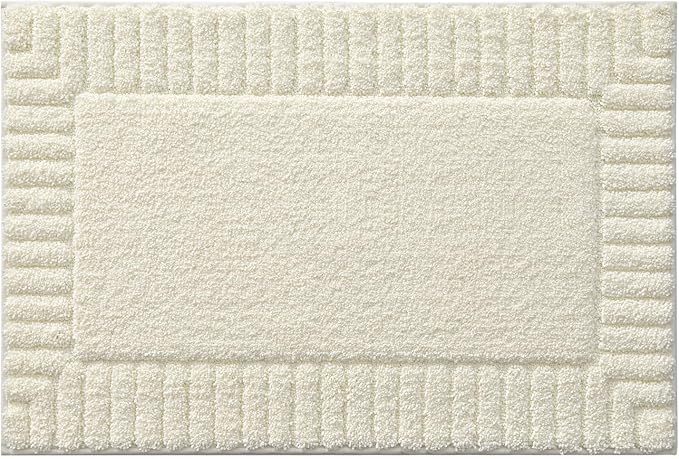 LUMI Bathroom Rugs Non Slip with Rubber Backing, Extra Soft Plush Microfiber Bath Rug Absorbent, Machine Washable Bath Mat Quick Dry for Tub, Shower, Ivory White, 16"x24"