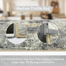 Lahome Modern Abstract 9x12 Area Rugs for Living Room, Washable Living Room Rug for Bedroom Low Pile Non Slip, Grey Soft Indoor Accent Carpet for Dining Room Table Apartment