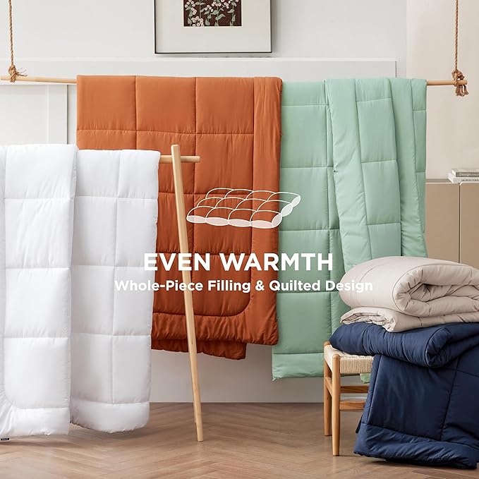 Bedsure Comforter Duvet Insert - Quilted Comforters Cal King Size, All Season Duvet, GentleSoft Down Alternative Bedding, with 8 Tabs, Gifts for Women/Men, Burnt Orange, Cal King 96 X 102 Inches