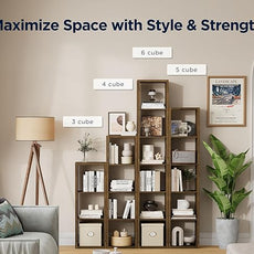 5 Cube Storage Organizer Single Row, Cube Shelf with Heavy-Duty Thick Boards, 13.31