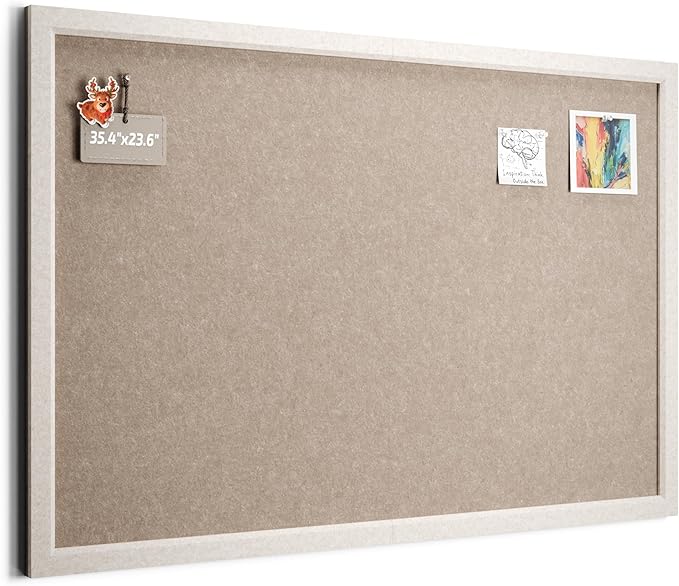 Foldable Cork Board Alternative, Felt Bulletin Board 36" x 24" Oatmeal Frame with 24 Adhesive Tabs, Pin Board for Home Office, Classroom, Entryway, Kitchen Wall Decor—Deep Camel