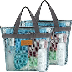 Mesh Shower Caddy Bag Portable Hanging Toiletry and Bath Organizer with Zipper for Travel, Gym, Camping, College Dorms, Beach