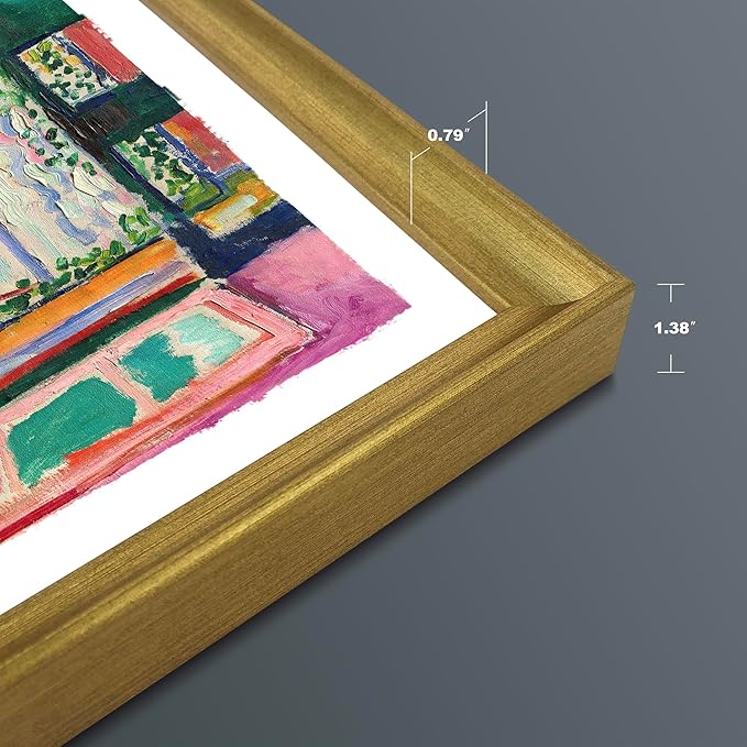 Wieco Art Framed Wall Art 3 Piece Henri Mattise Art Abstract Colorful Matisse Posters Canvas Prints for Wall and Home Office Decorations Bronze Gold Frame