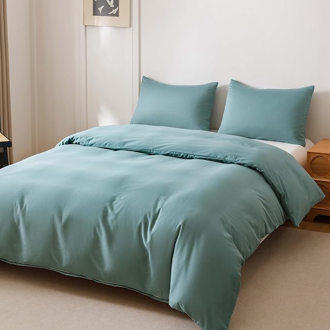 HeimenAogo Egyptian Cotton Duvet Cover Set King, Ultra Soft and Breathable Comforter Cover with Zipper Closure, High Thread Count Long Staple Cotton Blanket Cover 3Pcs, Teal (104"×90")