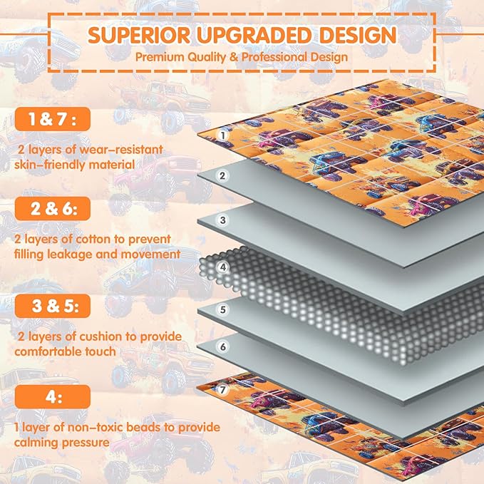 yescool Truck Car Weighted Blanket 10 Pounds Twin Cooling Weighted Lap Blanket, Heavy Blanket for Sleeping, Weighted Throw Blanket Gift for 80-110lbs, 48"x72"